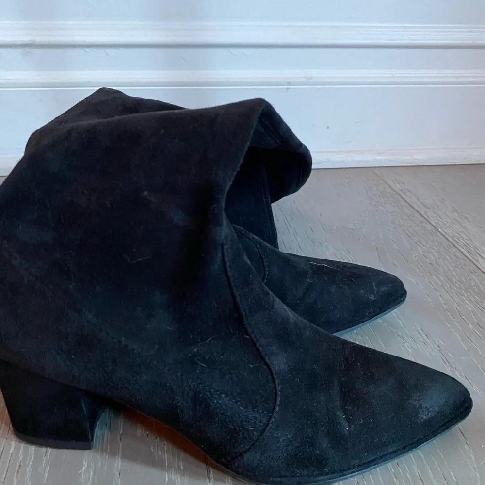 Black suede knee-high boots